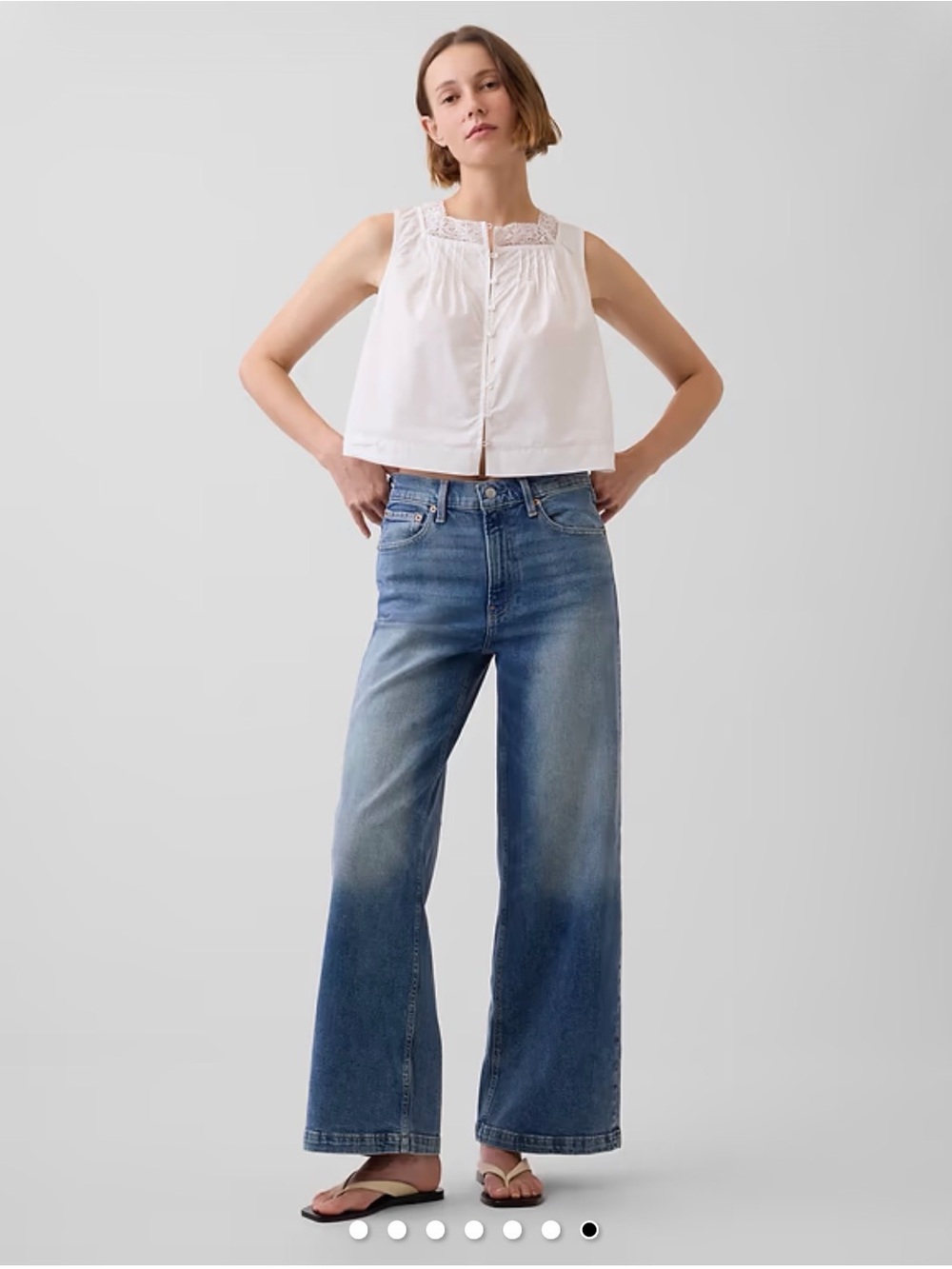GAP Mid-Blue High-Rise Wide Leg Jeans